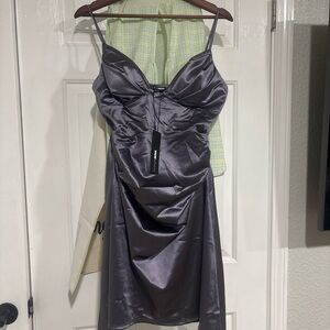 Fashion Nova Satin Gray Dress